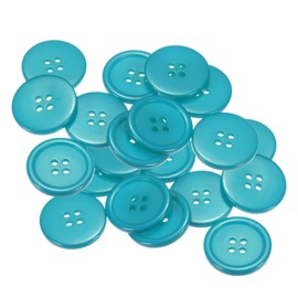 HARFINGTON 20 botones de costura de 40 l de 1 pulgada (25 mm) de resina, redondos, planos de 4 agujeros, para manualidades de costura y bricolaje, color azul lago