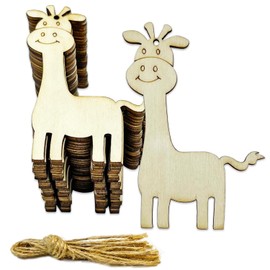 30pcs Unfinished Giraffe Wood Cutouts Giraffe Wood DIY Crafts Cutouts Blank Wooden Giraffe Shaped Hanging Ornaments