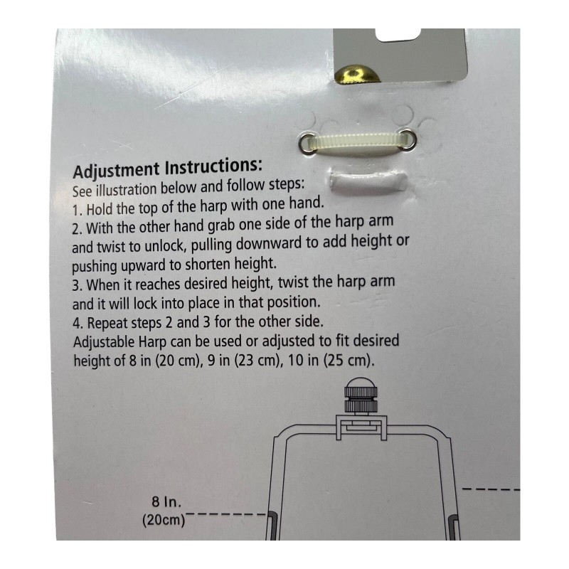 Mainstays Lamp Harp Adjustable 8-10 inch Polished Brass Mainstays Finial