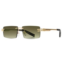 SHEEN KELLY Retro Rimless Sunglasses for Men Women Rectangle Ultra Small Frame Sunglasses Transparent Glasses, 7