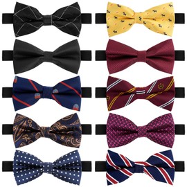 HMIEPRS 10Pcs Men's Bow Ties, Multi-color Business Tuxedo Bow Ties for Men Boys, Pre-Tied Classic Mens Suit Tux Ties, Adjustable Luxury Formal Neck Bowtie Set for Business Wedding Party