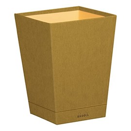 Rhodia 194615C – Waste Paper Bin 27 x 27 x 32 cm, Faux Leather, Elegant and Practical, Pack of 1, Gold