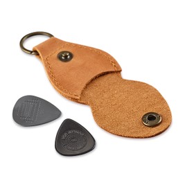 Leather Guitar Pick Holder Keychain, Guitar Pick Holder Case Bag, Plectrum Key Fob Cases Bag, Gift for Guitar Players (Vintage Brown)