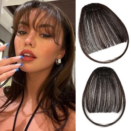 Leterly Clip in Bangs,Bangs Hair Clip Natural Wispy Air Extensions for Women Fake Fringe with Temples Hairpieces for Daily Wear Dark Brown-1