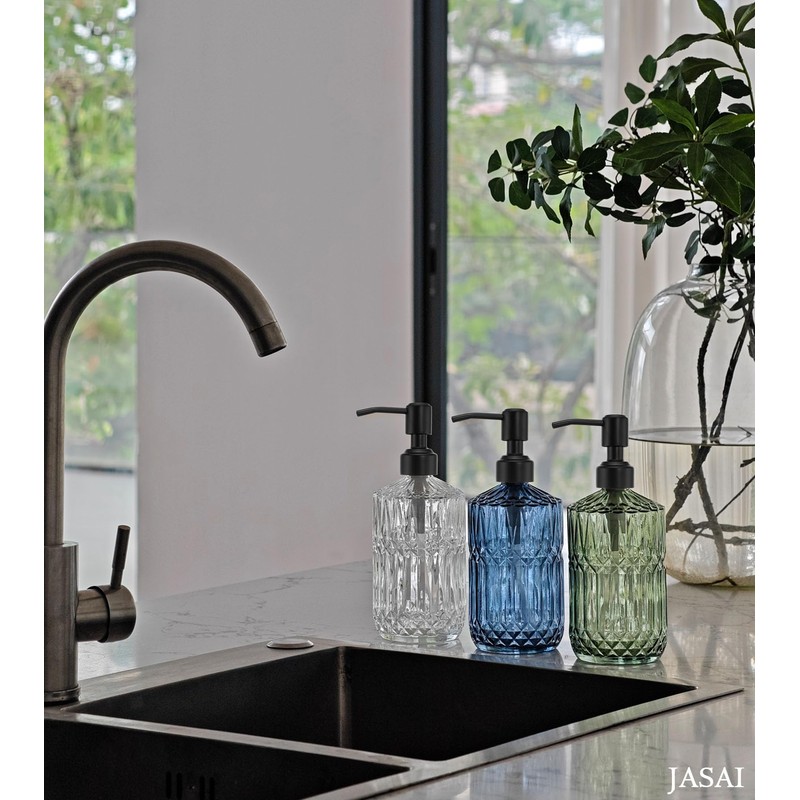 JASAI 18Oz Green Soap Dispenser with Black Rust Proof Pump,