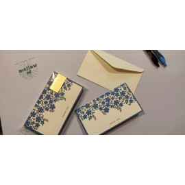 Snow and Graham Blue Floral Vine Thank You Cards #4139 | Boxed Set of 8 Blank Cards & Envelopes