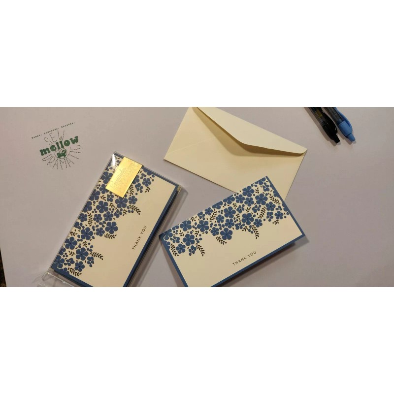 Snow and Graham Blue Floral Vine Thank You Cards #4139