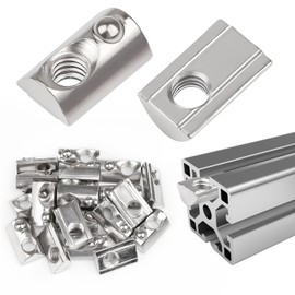 Pack of 20 M8 T-slot nuts, M8 T-slot nuts with ball, hammer head screws M8, sturdy slot nut slot 8, profile slot nut, C profile M8 for aluminium profile 40 x 40 nut 8 Schmidt system profiles