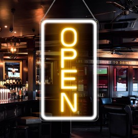 Neon Open Sign for Business, 16"x 9" Dimmable LED Open Sign, USB Ultra Bright Electric Light up Sign, Adjustable Bright LED Neon Open Sign for Window Stores Restaurants Offices Shops Bar Cafe