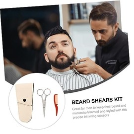 Gatuida 3sets Stainless Steel Beard Scissors and Comb for Grooming and Beard Trimmer Kit for Home and Outdoor Use