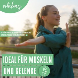 Vitabay Grünlippmuschelextrakt 300 Grünlippmuschel Kapseln hochdosiert 2.000mg - Green lipped mussel capsules Grünlippmuschel-kapseln Gruenlippmuschel Laborgeprüft Bioaktiv Hohe Bioverfügbarkeit
