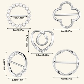 LLMSIX 5PCS Shirt Ties Clips for Tshirts, Scarf Buckle for Women, Fashion Metal Scarf Buckle Ring Suitable for Daily Commuting and Shopping Creating A Fashionable and Well-Organized Outfit (Silvery)
