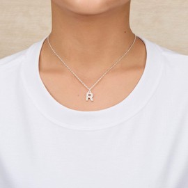 Philip Jones Pave Initial Necklace Letter R Created with Zircondia® Crystals