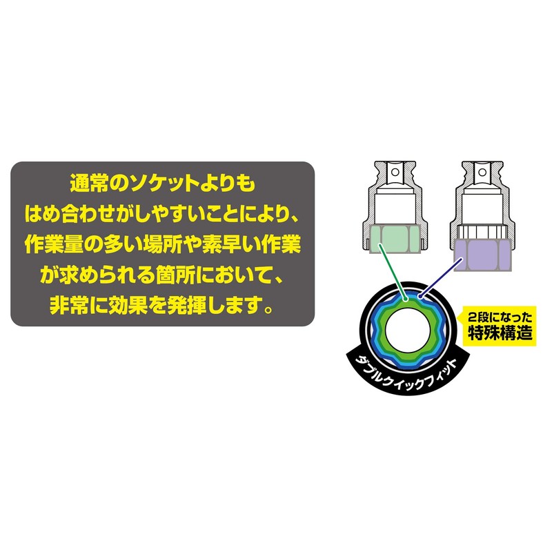 Tone 4NQFW-2430 Double Quick Fit Socket for Impacts, 0.5 inches