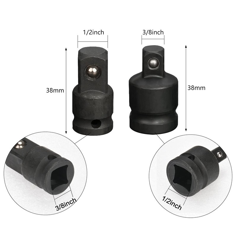 Impact Socket Adaptor Set, Socket Wrench Adapters, 6 Pcs Reducer