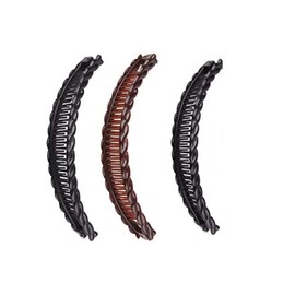 3 Pcs Tort Banana Clips Fish Clips Vintage Clincher Combs Tool for Thick Curly Hair Accessories Long Hair Clips Banana Hair Comb Fish Grip Slide Hair Clips Set for Women (Two Black And One Brown)