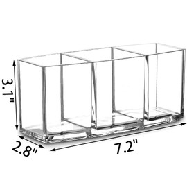Watpot Watpot Acrylic Makeup Brush Organizer Holder Clear Cosmetic Brushes Storage with 3 Slots