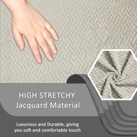 ULTICOR Reclining Loveseat Slipcover, 48" - 65" L, 6-Piece Jacquared Stretch Loveseat Reclining Sofa Covers, 2 seat Loveseat Recliner Cover, Thick, Soft, Washable (Style 3) (Ivory)