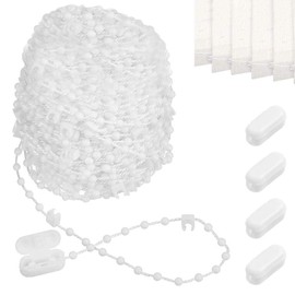 JINXM 25 Metre White Chain Roller Blind Chain Double Roller Blind Chain Hoist Plastic Roller Blind Fittings Replacement Repair Kit with 5 Connectors for Klemmfix Roller Blinds Slat Curtains Door