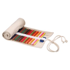 Sgphrzlt 72 Slots Pencil Roll Up Case, Portable Canvas Artist Color Pencil Organizer Storage Holder, Large Capacity Colored Paint Brush Pen Roll Wraps Bag for Art Drawing Painting Sketching, Beige