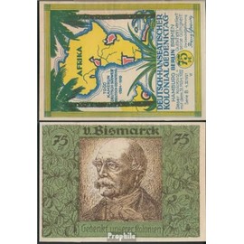 Banknote Berlin Notgeld: 88.3 Picture 6 of Bismarck Notgeld of German.- used (III) 1921 75 Pfennig Berlin German.-Hanseatisch (money for collectors - no means of payment) plants/mushrooms