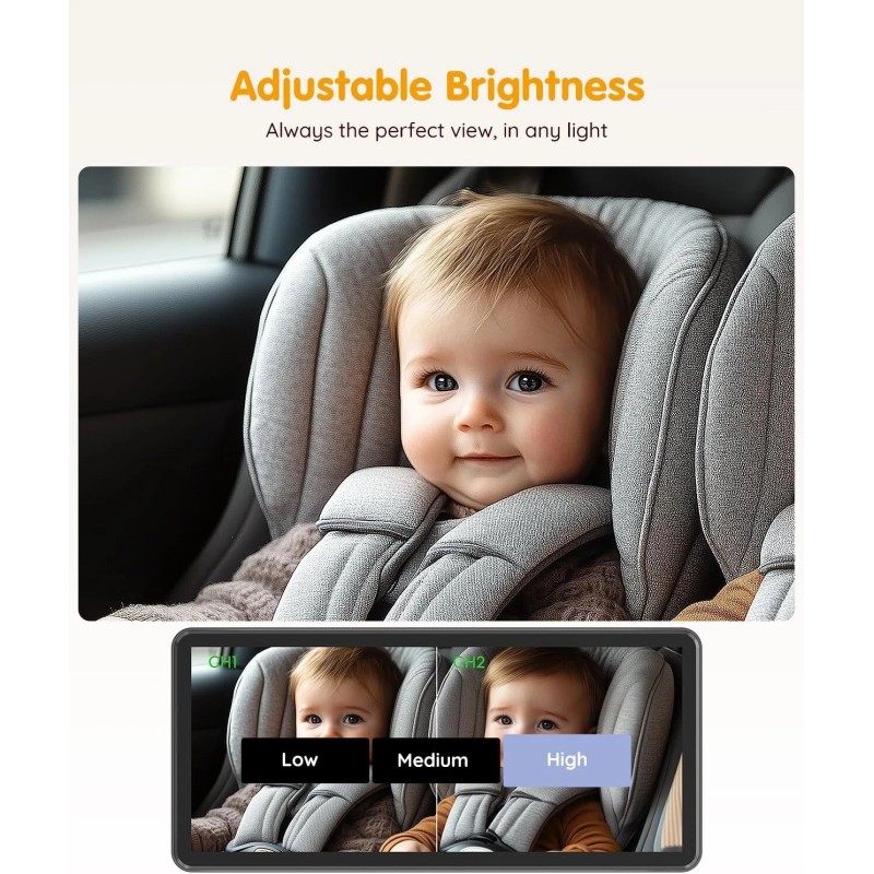 Babyvue Baby Car Dual Cameras 7.2" 1080P HD Display Split-Screen