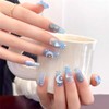 Nails Handmade Press-On Medium Long Coffin Mermaid Ocean Ice Moon