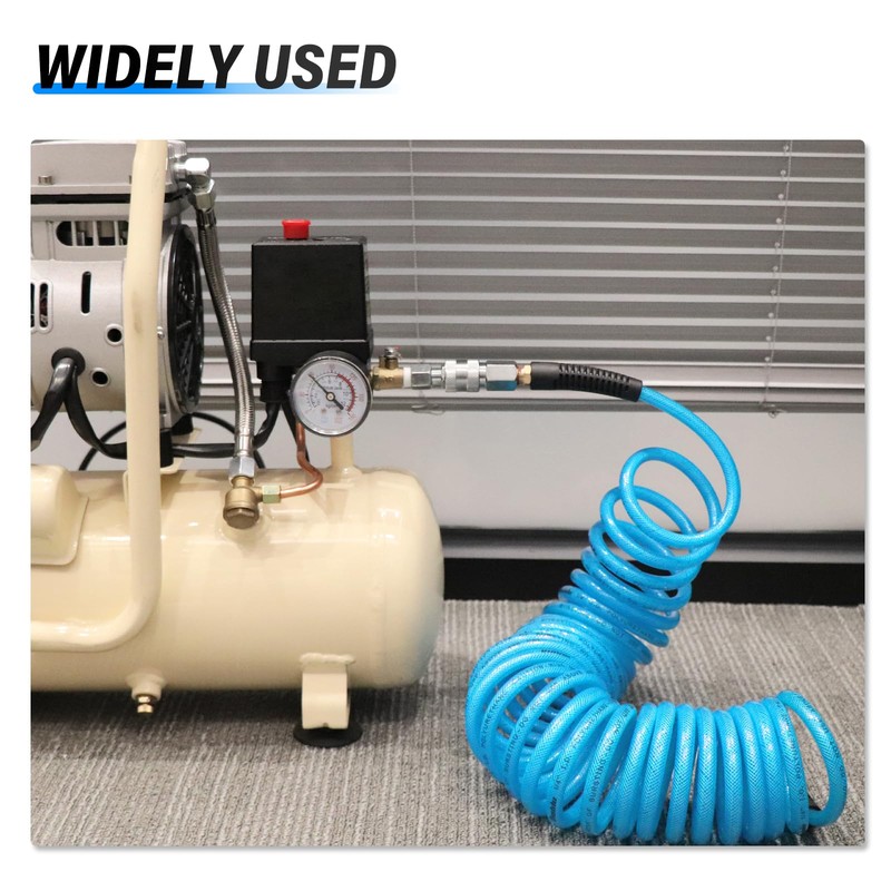 TAILONZ PNEUMATIC 1/4" x 7.5M Reinforced Polyurethane Recoil Air Hose