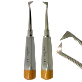 Root and Tooth Extraction Dental Cryer Elevator Pick, Sharp Angled Tip, Color-Coded Handle Ends | Autoclave-Safe German Stainless Steel Dental Instruments (2, #1L+#1R Cryer - Set)