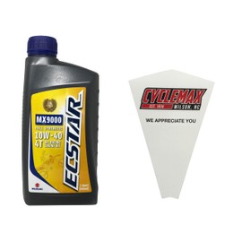 Cyclemax One Pack compatible with Suzuki Ecstar Full Synthetic Blend 4-Stroke 10W-40 Oil 990A0-01E50-01Q Contains One Quart and a Funnel