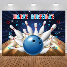 InMemory Bowling Happy Birthday Backdrop Let's Strike Up Bowling Sport Game Fun Events Decorations Banner Children Kids Adults Birthday Party Background Video Photo Studio Props 7x5ft