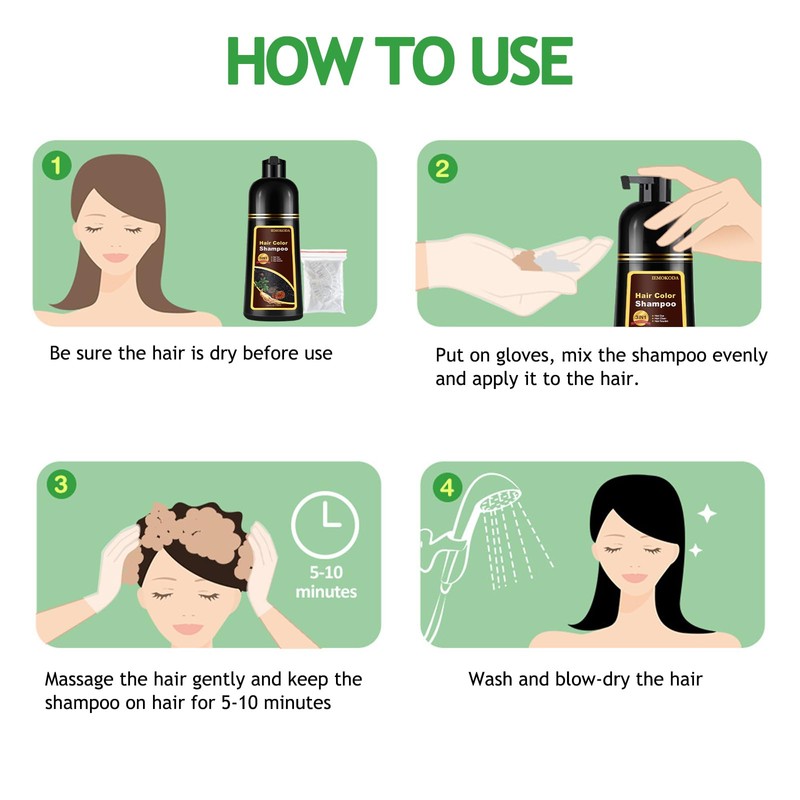 Natural Light Brown Hair Dye Shampoo 3 in 1, Hair