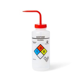 United Scientific™ UniSafe™ Acetone Vented Wash Bottle, 1000 mL, Designed for use in the Laboratory, Classroom, or Home, Pack of 4, LDPE