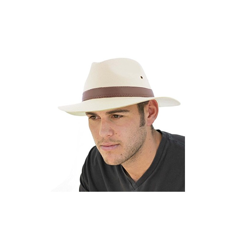 Dannii Matthews Stylish Men's Cotton Fedora with Brown Faux Leather
