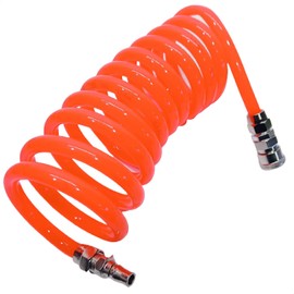 TEXST Spiral Air Hose [Effective Length 6.6 ft (2 m), Inner Diameter 0.3 inch (8 mm), Outer Diameter 0.5 inch (12 mm) (For Air Compressors, Professional Specifications), Coil Hose, Screw Hose, Air Hose (6.6 ft.)