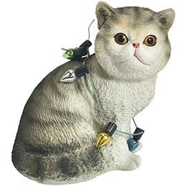 Sandicast Shorthair Calico Cat with Holiday Lights Christmas Ornament