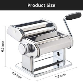 Pasta Maker, METLUCK Stainless Steel Pasta Machine Manual Roller Pasta Maker with 8 Thickness Settings for Spaghetti Linguine Fettuccine Lasagne, Includes Dough Cutter & Hand Crank