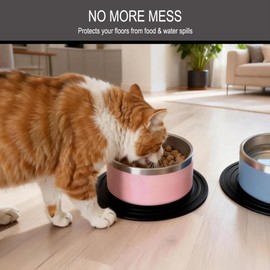 Metopets 2 Pack Silicone Pet Food Mat, Small Rubber Mat for Cat & Dog Bowl, Cat Food Mat, Waterproof Placemat Protect Floor Around Food and Water Bowl, 9.5"x9.5"