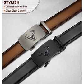 BULLIANT Men belt 2Pack,Leather Ratchet Belt for Gift Men Dress Casual Jeans 1 3/8",Cut for Fit(Black/Tawny,26"-34" Waist Adjustable)