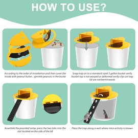 Mouse Trap Bucket Lid Mouse Trap, 5 Gallon Bucket Compatible, Mouse Catching Tool, Door Style, Multi Catch, Auto Reset, Indoor Outdoor (2PC)