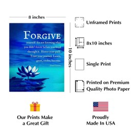 AMERICAN LUXURY GIFTS Creig Crippen Wall Art Print - Forgive Yourself - Learn, Grow & Become - 8x10 Quotes Decor For Home Studio and Office, Wall Pictures for Living Room Decor, Unframed
