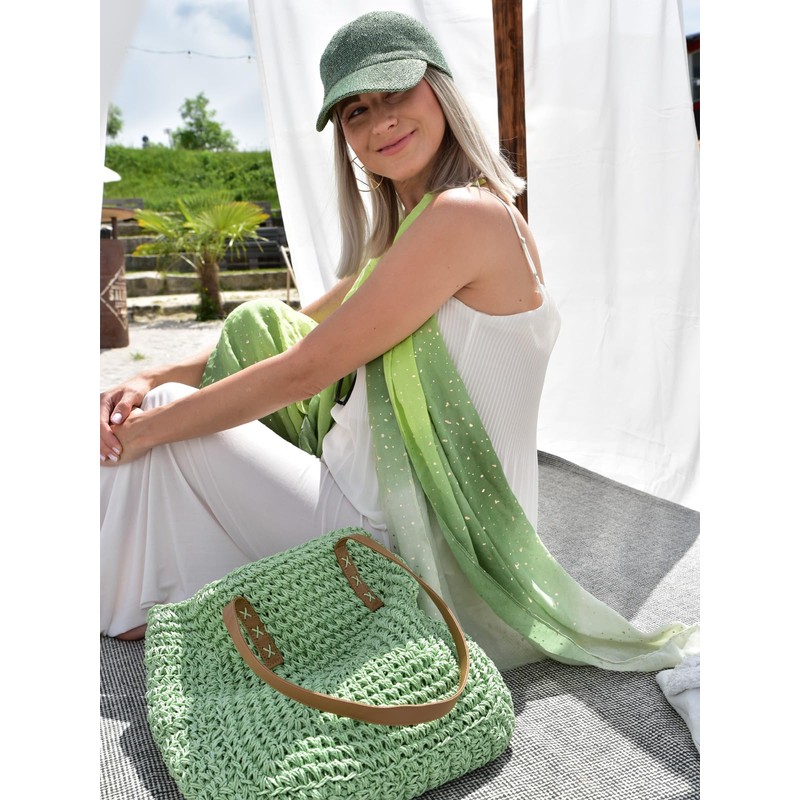 styleBREAKER Women's Summer Baseball Cap Woven with Sequins, Airy Baseball
