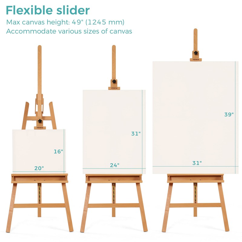 VISWIN Inclinable A-Frame Easel for Painting & Display, Adjustable 65"-89"