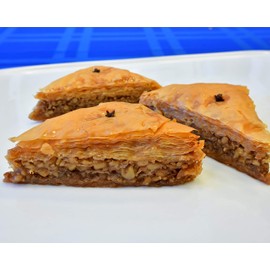 Walnut Baklava Hand Made Traditional Greek Pastry, 4 pieces (about 8 oz)