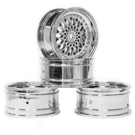 WONFAST 4PCS 52mm Diameter Plastic Plating Wheel Rims Hex 12mm for 1:10 RC On-Road Run-flating Drift Touring Racing Car 1.9inch Tires for HSP HPI TT01 TT02 Parts (Silver, Offset:3mm)