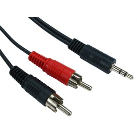 World of Data 1m 3.5mm Jack to 2 x RCA Cable - Audio - Stereo - Male to Male - Cinch - Phono - Lead