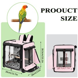 Sanmoncare Bird Carrier for Car Travel with Seat Belt, Indestructible Stainless Steel Mesh Parrot Backpack Travel Cage