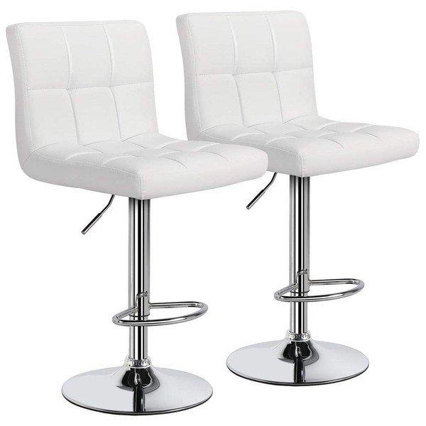 Topeakmart 2pcs Adjustable Modern Bar Stools Back Counter Height Swivel