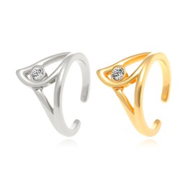 Long tiantian 2Pcs Crystal Triangle Rings for Women