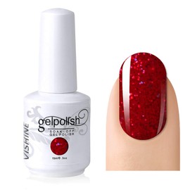 Vishine Gelpolish Lacquer Shiny Color Soak Off UV LED Gel Nail Polish Professional Manicure Glitter Red(1550)